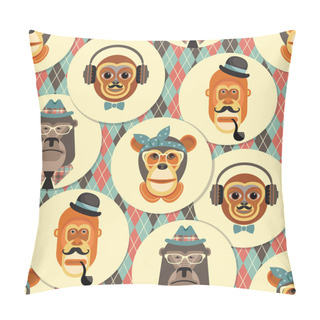 Personality  Vector Illustration Of Monkeys, Symbol Of 2016. Seamless Pattern Pillow Covers