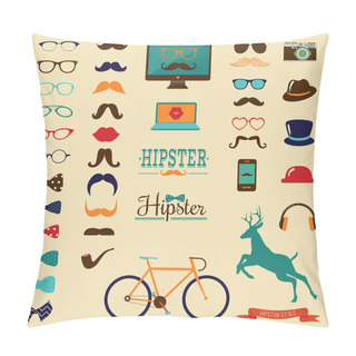 Personality  Hipster Retro Vintage Icon Set Pillow Covers