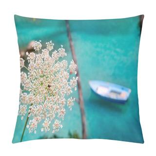 Personality  Balearic Islands With Wild Carrot And Turquoise Mediterranean Pillow Covers