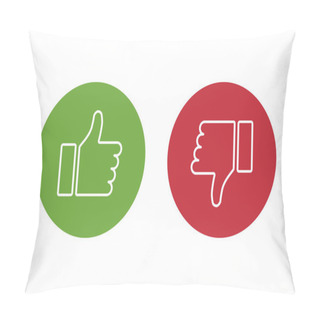 Personality  Thumbs Up Thumbs Down Red And Green Isolated Vector Like Social Media Signs. Pillow Covers