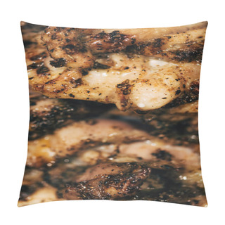 Personality  Close Up View Of Delicious Meat On Rotisserie Pillow Covers