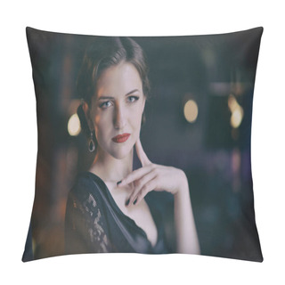 Personality  Beautiful Young Woman. Retro Fashion Style Pillow Covers