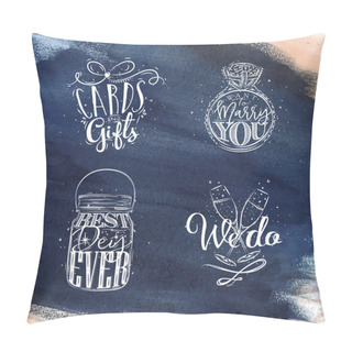 Personality  Wedding Symbols Blue Pillow Covers