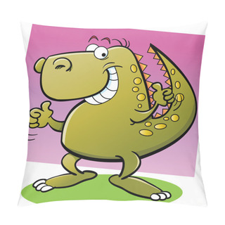 Personality  Cartoon Illustration Of A Dinosaur Giving Thumbs Up Pillow Covers