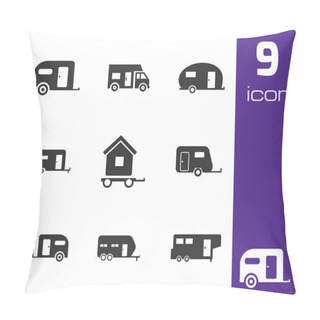 Personality  Vector Black Trailer Icons Set Pillow Covers