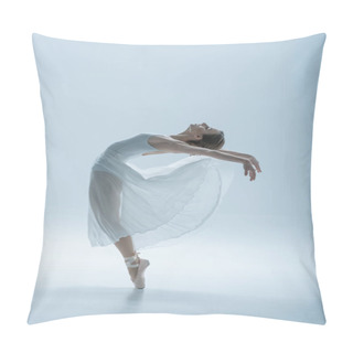 Personality  Beautiful Ballerina Dancing In Studio, Isolated On White Pillow Covers