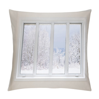 Personality  Window With View Of Winter Trees Pillow Covers