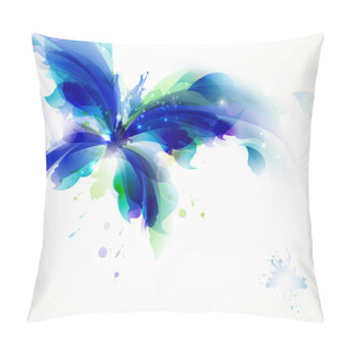 Personality  Abstract Butterfly With Blue And Cyan Blots Pillow Covers