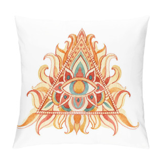 Personality  Watercolor All Seeing Eye Symbol In Pyramid.  Pillow Covers