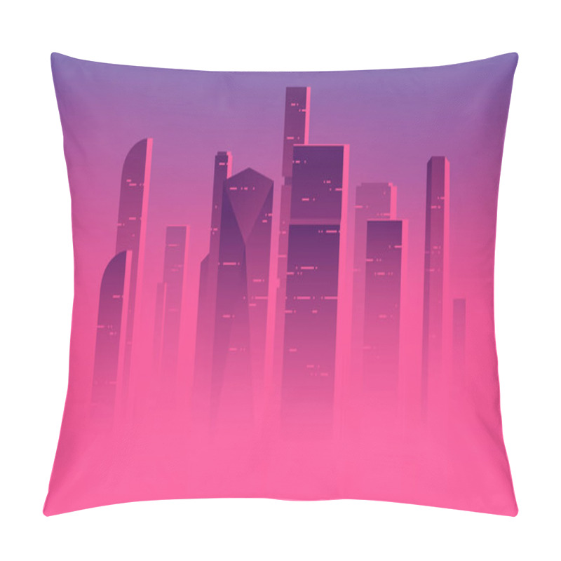 Personality  Minimalist vector illustration of a skyscrapers above the clouds, city highrises in a misty fog pillow covers