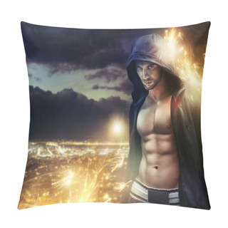 Personality  Conceptual Photograph Of A Hooded Strongman Pillow Covers