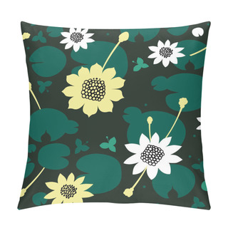 Personality  Floral Texture With Water Lilies Pillow Covers