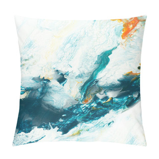 Personality  Blue And Orange Creative Abstract  Hand Painted Background With Copy Space, Fluid Art, Marble Texture, Acrylic Painting On Canvas. Modern Art. Contemporary Art. Pillow Covers