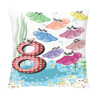 Personality  Sea Animals And Numbers Series For Kids ,8,shells Pillow Covers
