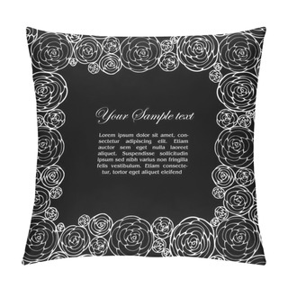 Personality  Ornamental Frame With Roses Pillow Covers
