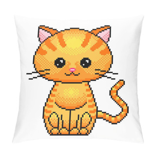 Personality  Pixel Art Cute Cat Detailed Illustration Isolated Vector Pillow Covers