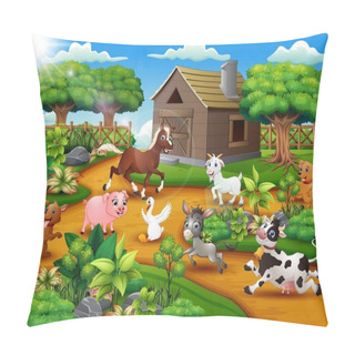 Personality  Happy Farm Animal Playing Outside The Cage Pillow Covers