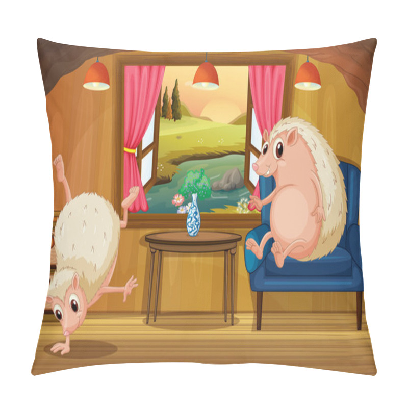 Personality  Hedgehogs inside a house pillow covers