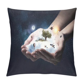 Personality  Little World In Hands Pillow Covers