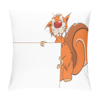 Personality  Squirrel With An Empty Blank Cartoon Pillow Covers