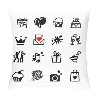 Personality  Party, Birthday, Celebration -16 Web Icon Set Pillow Covers