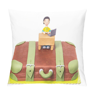 Personality  Cake A Suitcase With A Man From Sugar Paste. On Birthday. Pillow Covers