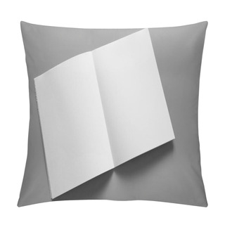 Personality  Blank Portrait A4. Brochure Magazine Isolated On Gray, Changeable Background / White Paper Isolated On Gray Pillow Covers