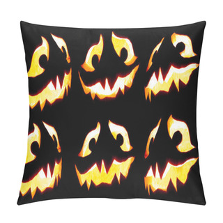 Personality  Collection Of Scary Halloween Pumpkin Jack O Lantern Faces Glowi Pillow Covers