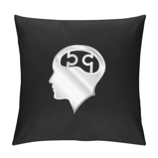 Personality  Bald Head With Puzzle Brain Silver Plated Metallic Icon Pillow Covers