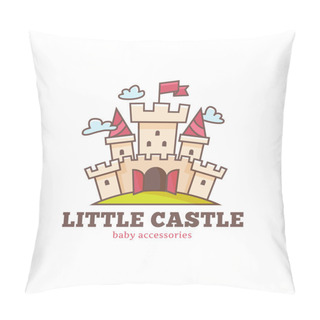 Personality  Vector Cute Little Castle Logo For Baby Shop. Kids Town Logo. Pillow Covers