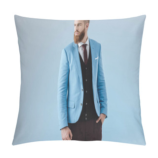 Personality  Stylish Man In Blue Jacket Pillow Covers