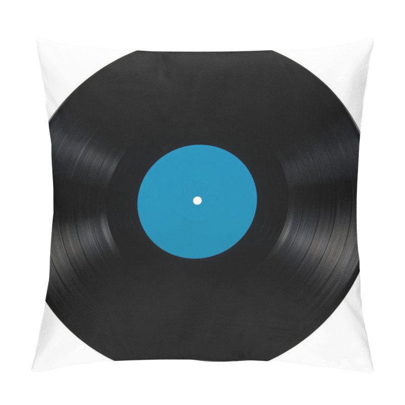 Personality  Black vinyl lp album record disc isolated long play disk label cyan blue pillow covers