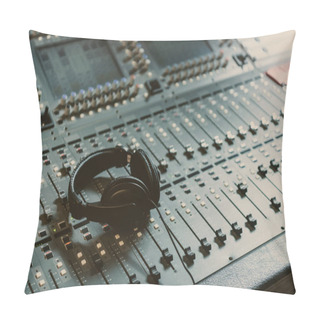 Personality  Headphones On Graphic Equalizer At Recording Studio Pillow Covers