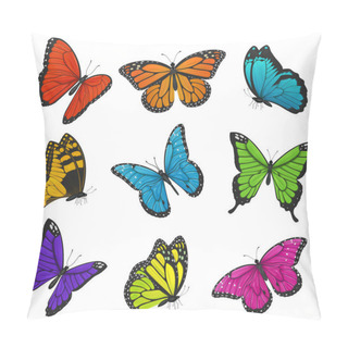 Personality  Big Collection Of Colorful Butterflies. Vector Illustration Pillow Covers