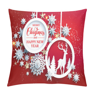 Personality  Bright Christmas Frame With Deer Pillow Covers