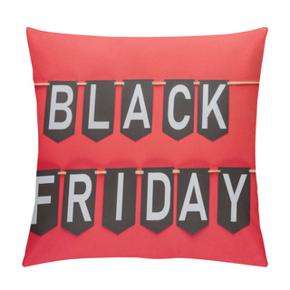 Personality  Black Friday Lettering On Flag Garlands In Lines Isolated On Red Pillow Covers