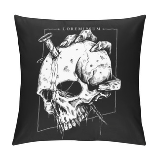 Personality  Vector Of Skull With Hand And Spike Pillow Covers