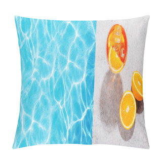 Personality  Refreshing Cocktail By The Pool On A Sunny Day, The Perfect Summer Vacation. View From Above With Space For Your Text Pillow Covers