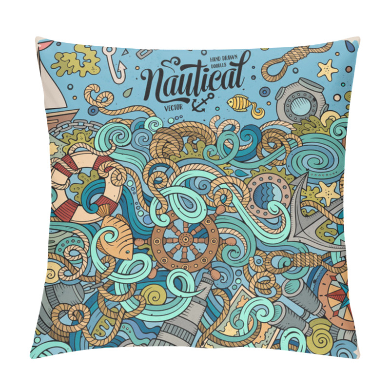 Personality  Cartoon vector nautical doodle frame pillow covers