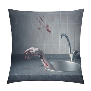 Personality  Bloody Hand In Kitchen Sink Pillow Covers