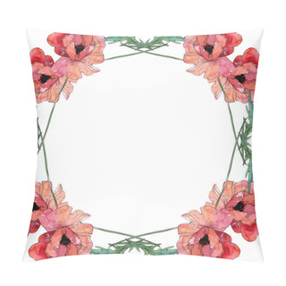 Personality  Poppy Floral Botanical Flower. Watercolor Background Illustration Set. Frame Border Ornament Square. Pillow Covers