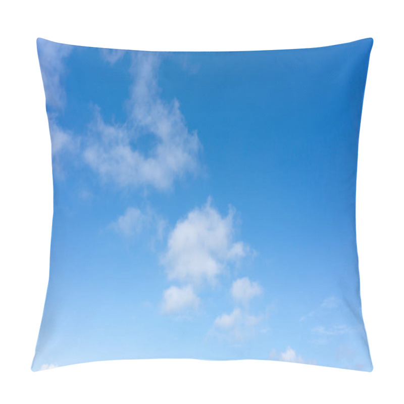 Personality  Beautiful Form Of White Fluffy Clouds On Vivid Blue Sky In A Suny Day  Pillow Covers