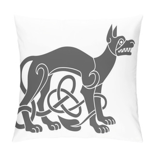 Personality  Ancient Celtic Mythological Symbol Of Wolf, Dog. Vector Knot Orn Pillow Covers