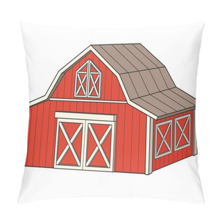 Personality  Big Wooden Barn Color Variation For Coloring Book On White Background Pillow Covers