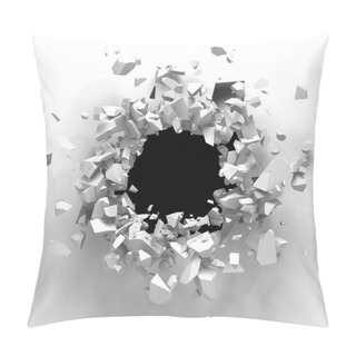 Personality  Dark Destruction Cracked Hole In White Stone Wall Pillow Covers