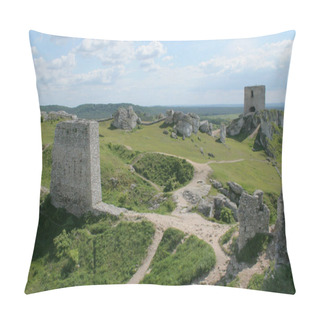 Personality  Ruins Of The Castle In Olsztyn, Poland. Krakow-Czestochowa Upland, The Polish Jurassic Highland Or Polish Jura. Part Of The Jurassic System. Pillow Covers
