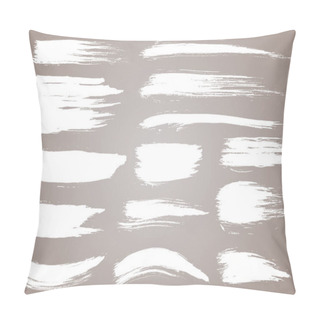 Personality  Paint Brush. White Ink Grunge Brush Strokes. Vector Paintbrush Set. Grunge Design Elements. Painted Ink Stripes Pillow Covers