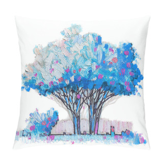 Personality  Oil Painting Colorful  Trees.  Abstract Image Of Forest. Painted Impressionist, Outdoor Landscape. Pillow Covers