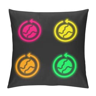 Personality  Around The World Four Color Glowing Neon Vector Icon Pillow Covers