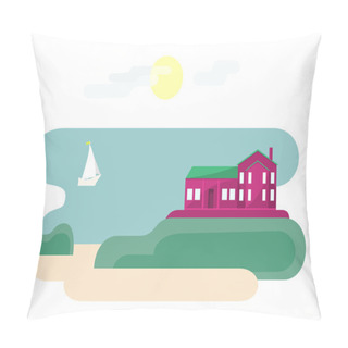 Personality House Near Ocean Pillow Covers